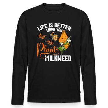 Papillons Le Monarque Papillon Asclépiade Monarque - T-shirt manches longues Premium bio Homme - noir - Devant - Nico (187cm)