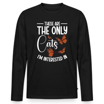 Papillons Le monarque Papillon monarque - T-shirt manches longues Premium bio Homme - noir - Devant - Nico (187cm)