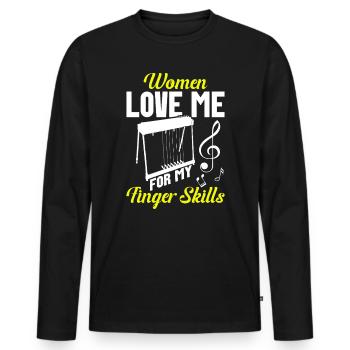 Country Music steelin Pedal Steel Guitariste - T-shirt manches longues Premium bio Homme - noir - Devant - Nico (187cm)