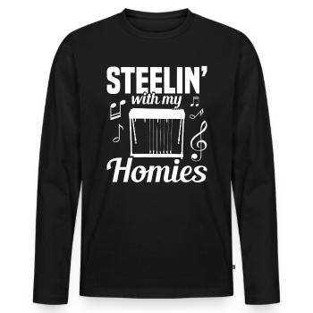 Country Music steelin Pedal Steel Guitariste - T-shirt manches longues Premium bio Homme - noir - Devant - Nico (187cm)