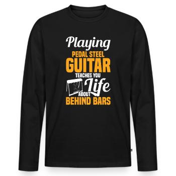 Pedal Steel Guitarist String Instrument Mountain - Men's Premium Organic Long Sleeve Shirt - black - Front - Nico (187cm)