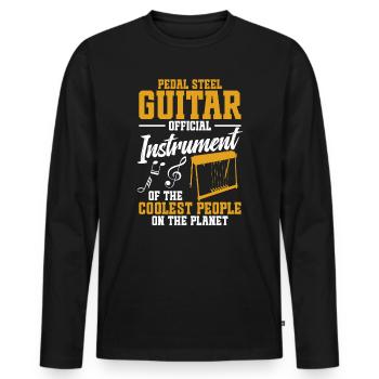 Pedal Steel Guitarist String Instrument Mountain - Men's Premium Organic Long Sleeve Shirt - black - Front - Nico (187cm)