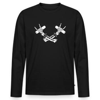 Pedal Steel Guitarist String Instrument Mountain - Men's Premium Organic Long Sleeve Shirt - black - Front - Nico (187cm)