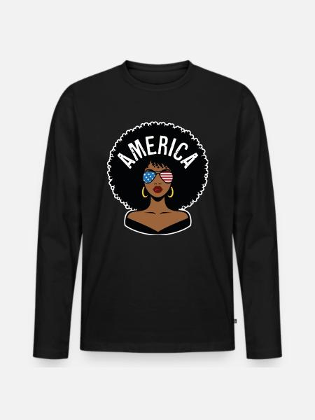 Amerika Afro - Männer Premium Bio Langarmshirt - Schwarz