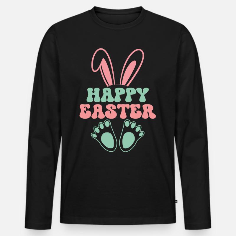 Happy easter - Männer Premium Bio Langarmshirt - Schwarz