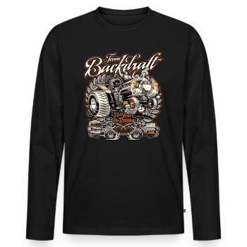 Backdraft d'équipe, 20 ans de tirage. - T-shirt manches longues Premium bio Homme - noir - Devant - Nico (187cm)