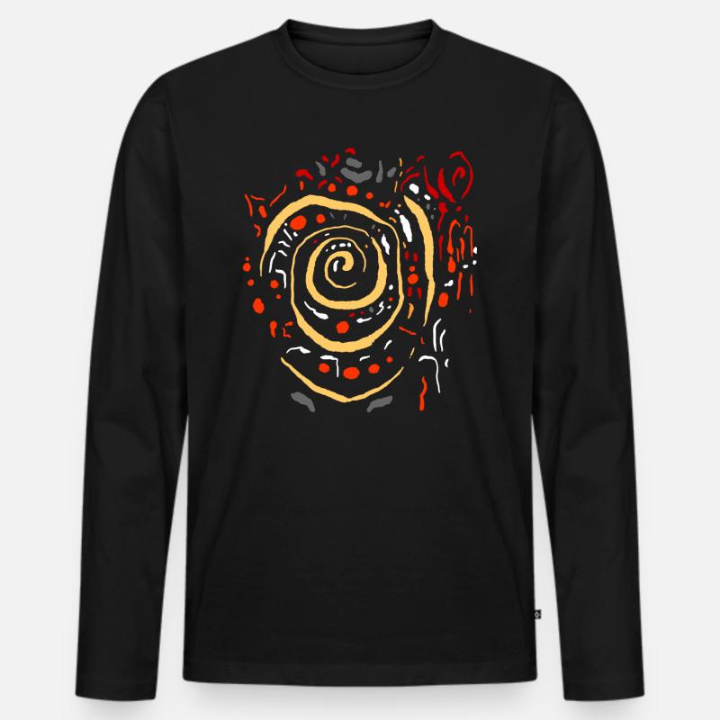 Kunst Spirale Indianer Muster ABSTRAKT Jugendstil - Männer Premium Bio Langarmshirt - Schwarz