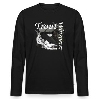 Trout Whisperer - Men's Premium Organic Long Sleeve Shirt - black - Front - Nico (187cm)