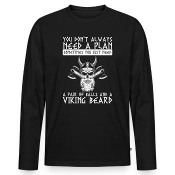 Dictons de barbe viking - T-shirt manches longues Premium bio Homme - noir - Devant - Nico (187cm)