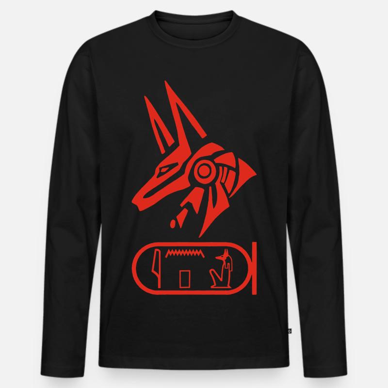 Gott Anubis (rot) - Männer Premium Bio Langarmshirt - Schwarz