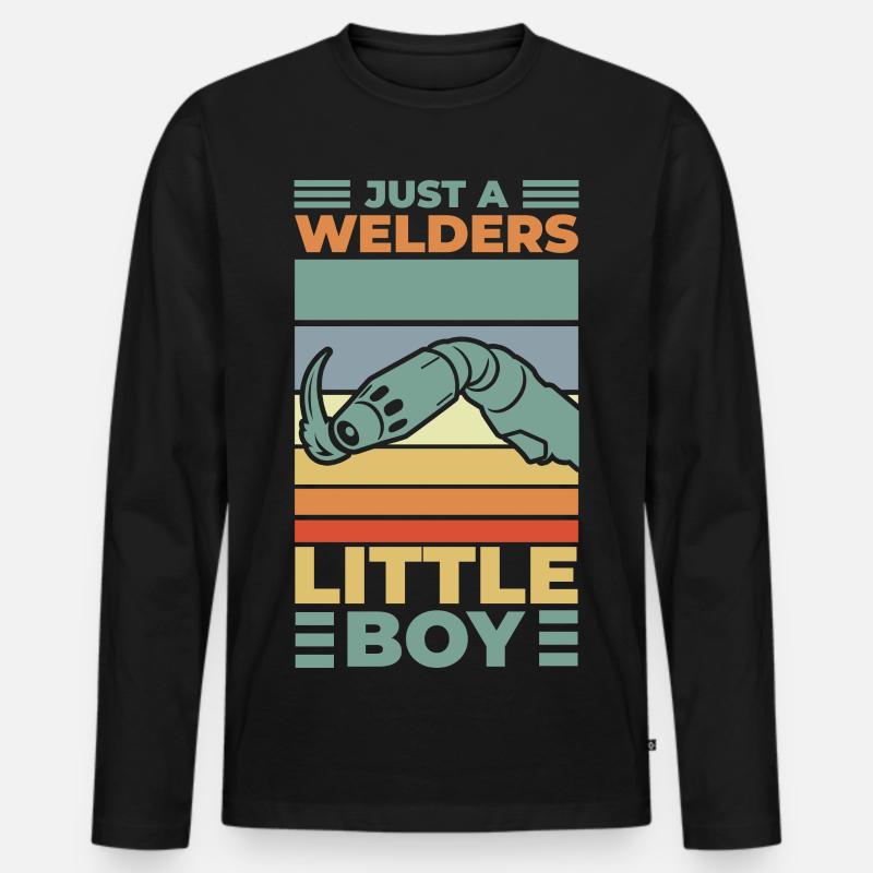 Nur ein kleiner Schweißer Junge - Männer Premium Bio Langarmshirt - Schwarz