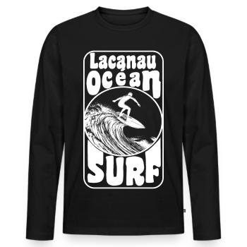 LACANAU - T-shirt manches longues Premium bio Homme - noir - Devant - Nico (187cm)