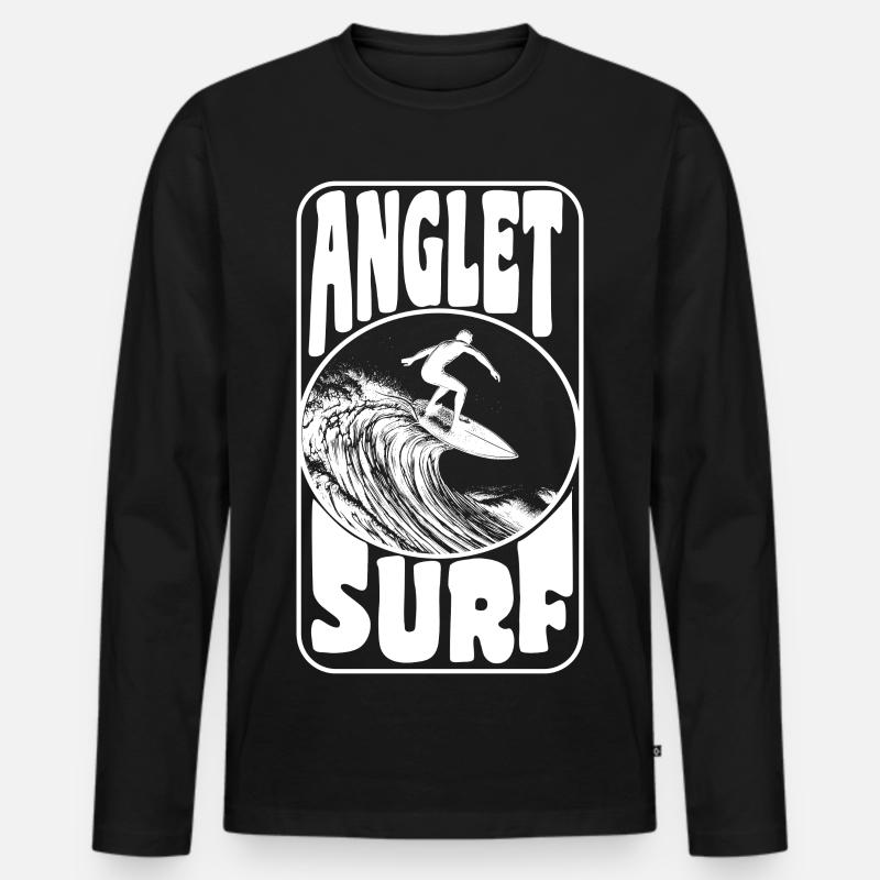 ANGLET - Männer Premium Bio Langarmshirt - Schwarz