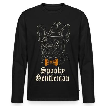 Frenchie Halloween - Spooky Gentleman Dog - T-shirt manches longues Premium bio Homme - noir - Devant - Nico (187cm)
