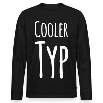 So sieht ein cooler Typ aus - Männer Premium Bio Langarmshirt - Schwarz - Vorne - Nico (187cm)