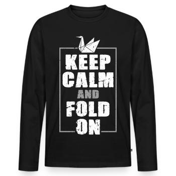Origami Keep Calm And Fold On - Men's Premium Organic Long Sleeve Shirt - black - Front - Nico (187cm)