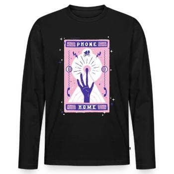 E.T. The Extra-Terrestrial Finger Phone Home - Men's Premium Organic Long Sleeve Shirt - black - Front - Nico (187cm)