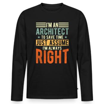 Architecte - T-shirt manches longues Premium bio Homme - noir - Devant - Nico (187cm)
