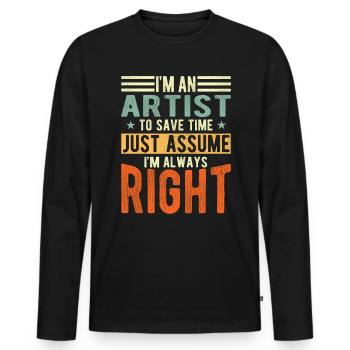 Artiste - T-shirt manches longues Premium bio Homme - noir - Devant - Nico (187cm)