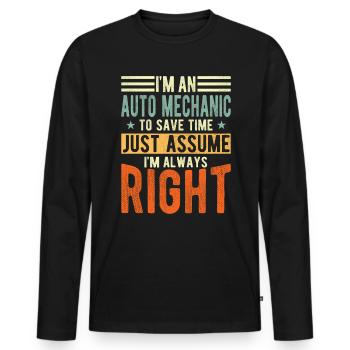 Car mechanic - Men's Premium Organic Long Sleeve Shirt - black - Front - Nico (187cm)