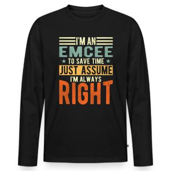 Présentateur - T-shirt manches longues Premium bio Homme - noir - Devant - Nico (187cm)