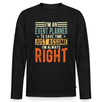 Event Planner - Men's Premium Organic Long Sleeve Shirt - black - Front - Nico (187cm)