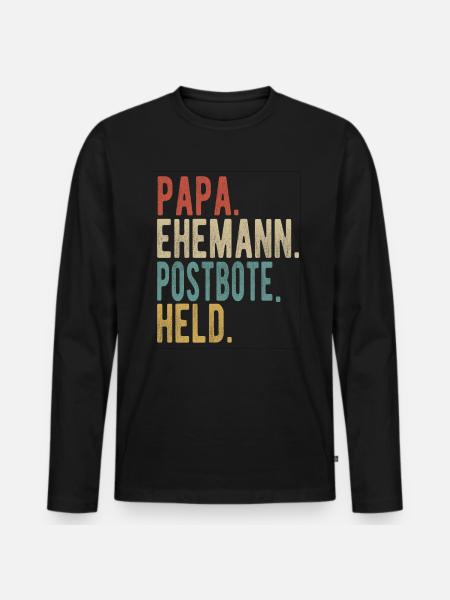 Postbote Papa Ehemann Held - Männer Premium Bio Langarmshirt - Schwarz
