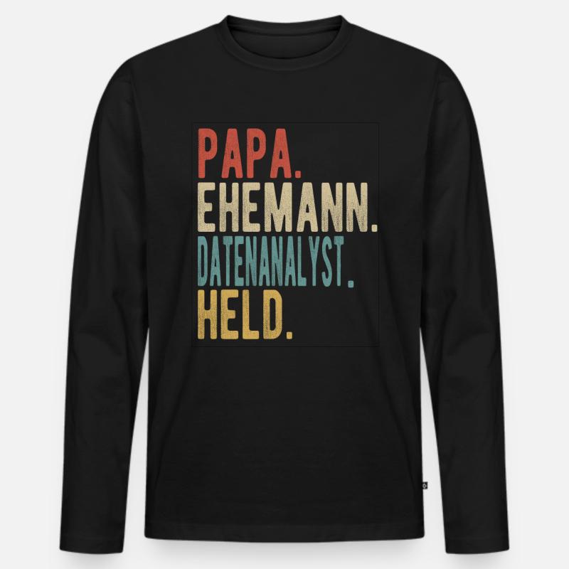 Datenanalyst Papa Ehemann Held - Männer Premium Bio Langarmshirt - Schwarz