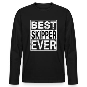 Best Skipper Ever Skipper Gift - Men's Premium Organic Long Sleeve Shirt - black - Front - Nico (187cm)