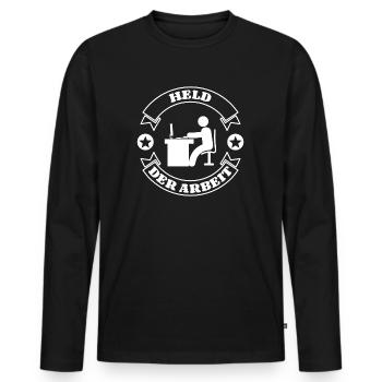 Hero of work. Working animal. Chef. Colleague. Gift - Men's Premium Organic Long Sleeve Shirt - black - Front - Nico (187cm)