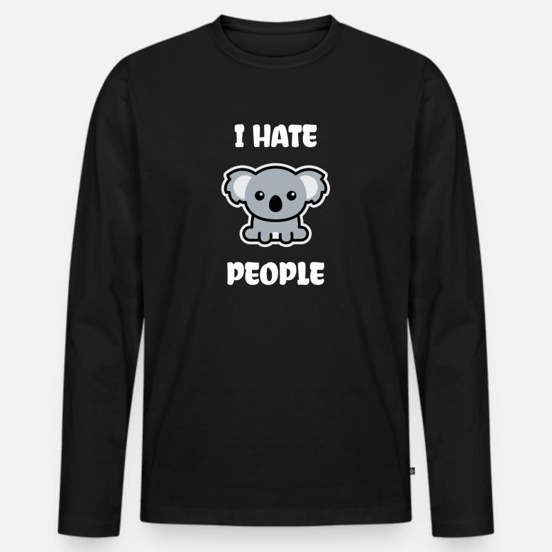 Koalabär I Hate People - Männer Premium Bio Langarmshirt - Schwarz