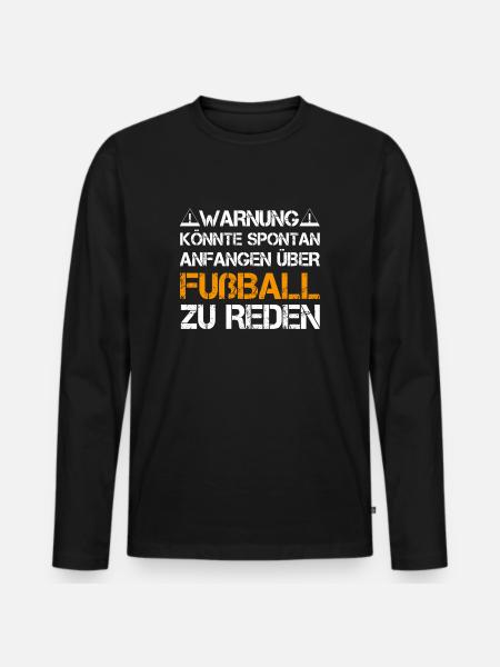 Fußball Warnung - Männer Premium Bio Langarmshirt - Schwarz