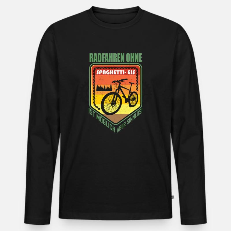 RADFAHREN OHNE SPAGHETTI-EIS IST MÖGLICH - Männer Premium Bio Langarmshirt - Schwarz