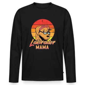 mama labrador dog - Men's Premium Organic Long Sleeve Shirt - black - Front - Nico (187cm)