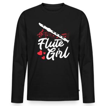 Fetus Players Flute Recorder Music Gifts - Men's Premium Organic Long Sleeve Shirt - black - Front - Nico (187cm)