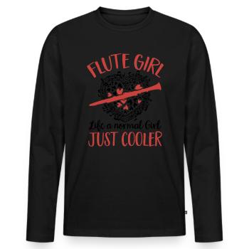 Fetus Players Flute Recorder Music Gifts - Men's Premium Organic Long Sleeve Shirt - black - Front - Nico (187cm)