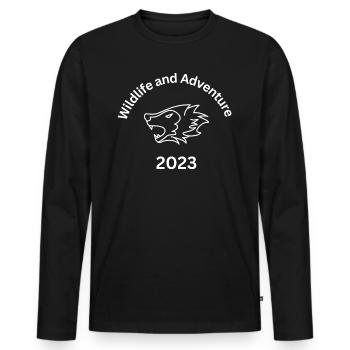 Faune et aventure 2023 loup - T-shirt manches longues Premium bio Homme - noir - Devant - Nico (187cm)