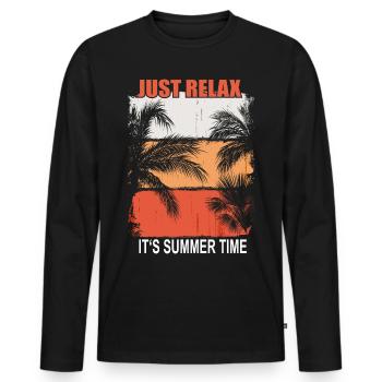 Sommer - Just Relax son heure d’été - T-shirt manches longues Premium bio Homme - noir - Devant - Nico (187cm)