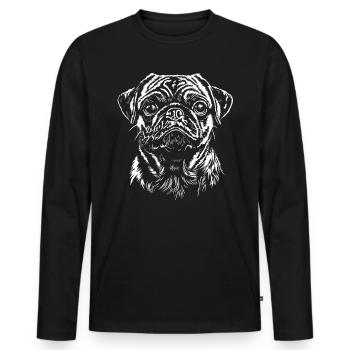 Pug Portrait Dog Dogs - Men's Premium Organic Long Sleeve Shirt - black - Front - Nico (187cm)