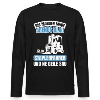 Staplerfahrer Gabelstaplerfahrer Gabelstapler - Männer Premium Bio Langarmshirt - Schwarz - Vorne - Nico (187cm)