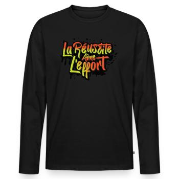 Success loves effort (Tag-n) - NeedyMindSet - Men's Premium Organic Long Sleeve Shirt - black - Front - Nico (187cm)