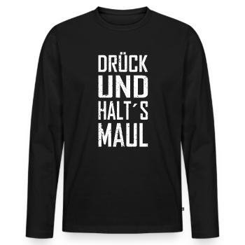 Boucle et ferme-la - T-shirt manches longues Premium bio Homme - noir - Devant - Nico (187cm)