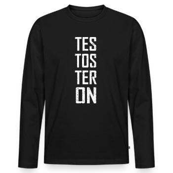 Testosteron - Männer Premium Bio Langarmshirt - Schwarz - Vorne - Nico (187cm)