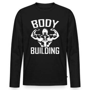 Body Building - Männer Premium Bio Langarmshirt - Schwarz - Vorne - Nico (187cm)
