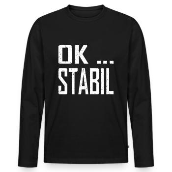 OK... Stable - Men's Premium Organic Long Sleeve Shirt - black - Front - Nico (187cm)
