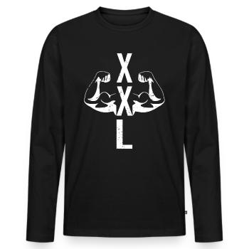 XXL - Men's Premium Organic Long Sleeve Shirt - black - Front - Nico (187cm)