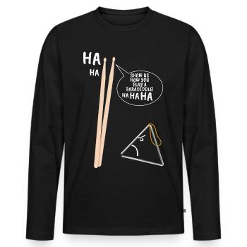 Batteur - humour de baguette - T-shirt manches longues Premium bio Homme - noir - Devant - Nico (187cm)