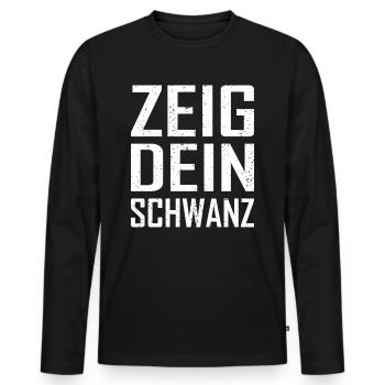 Zeig Dein Schwanz - Männer Premium Bio Langarmshirt - Schwarz - Vorne - Nico (187cm)