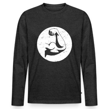 Biceps - Men's Premium Organic Long Sleeve Shirt - heather anthracite - Front - Nico (187cm)