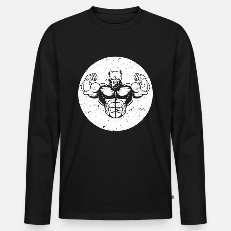 Bodybuilding Hund - Männer Premium Bio Langarmshirt - Schwarz